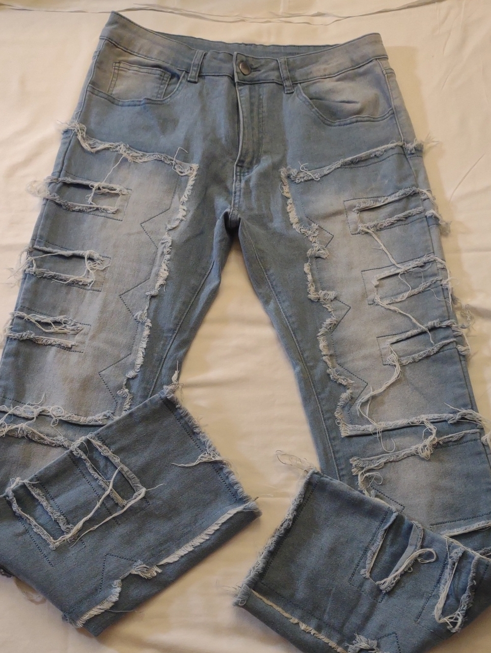 Distressed Light Blue Women’s Ripped Jeans - Size Medium